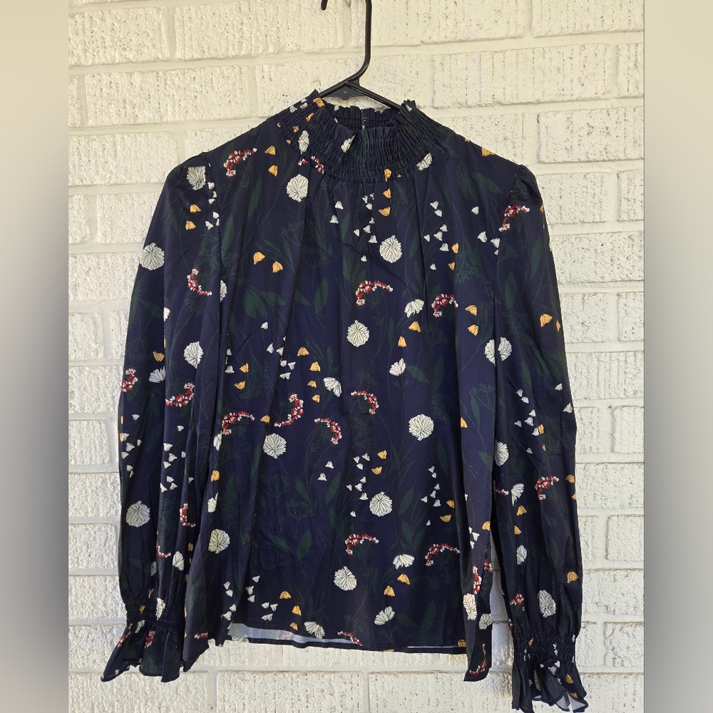 Mock Neck Floral Blouse